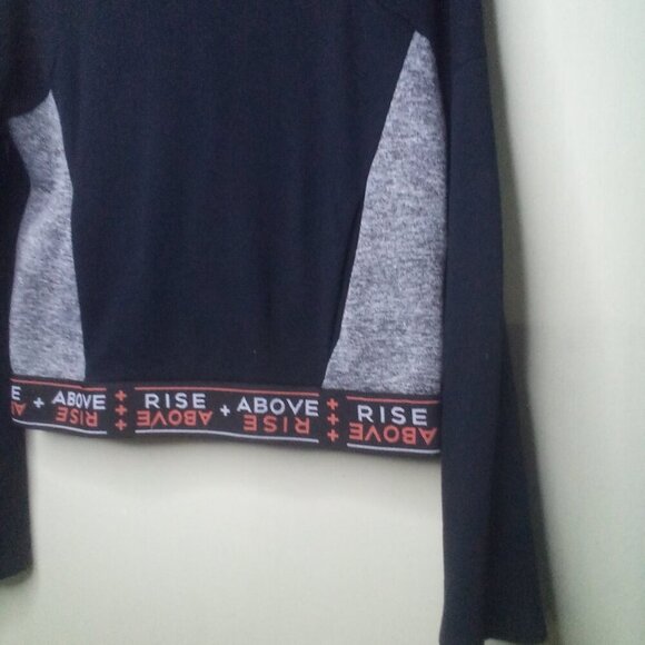 Forever 21 Hoodie M Women Pullover Long Sleeve Pocket Rise Above Black Gray - Picture 6 of 15